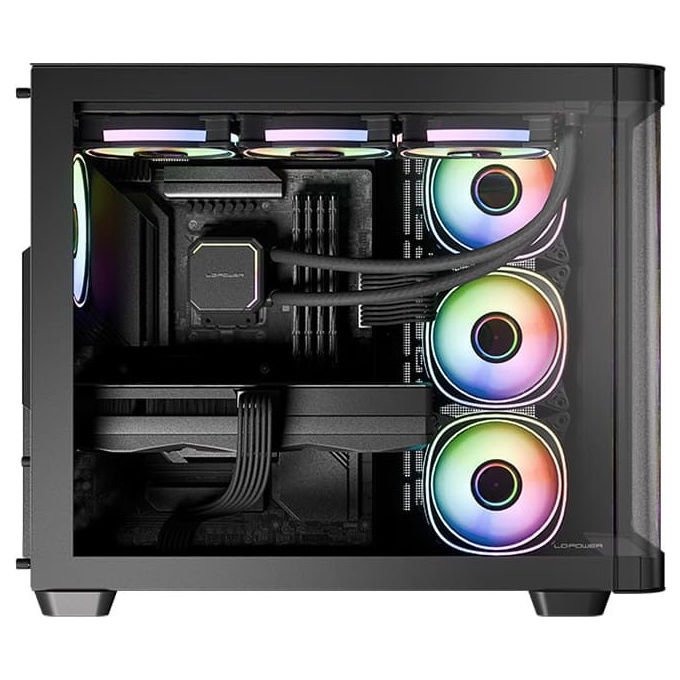 LC-Power LC-8001B-ON Gaming 8001B Pro-Storm Dark Case Midi Tower con Supporto ATX Micro-ATX Mini-ITX e Vetro Temperato colore Nero