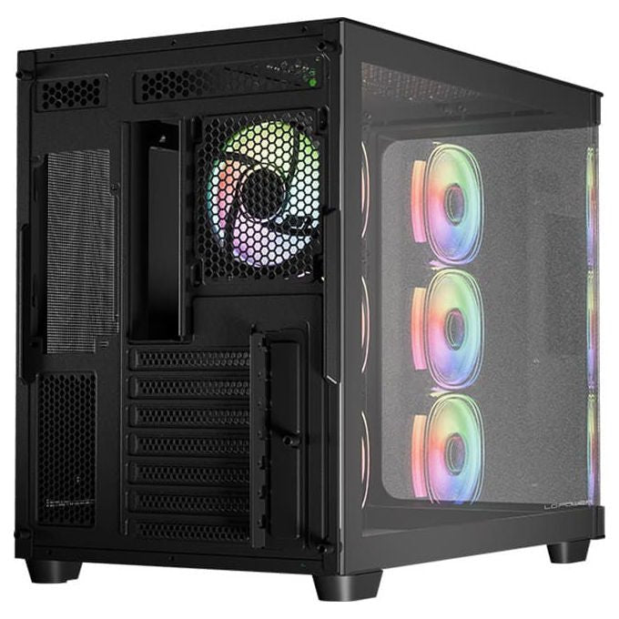 LC-Power LC-8001B-ON Gaming 8001B Pro-Storm Dark Case Midi Tower con Supporto ATX Micro-ATX Mini-ITX e Vetro Temperato colore Nero