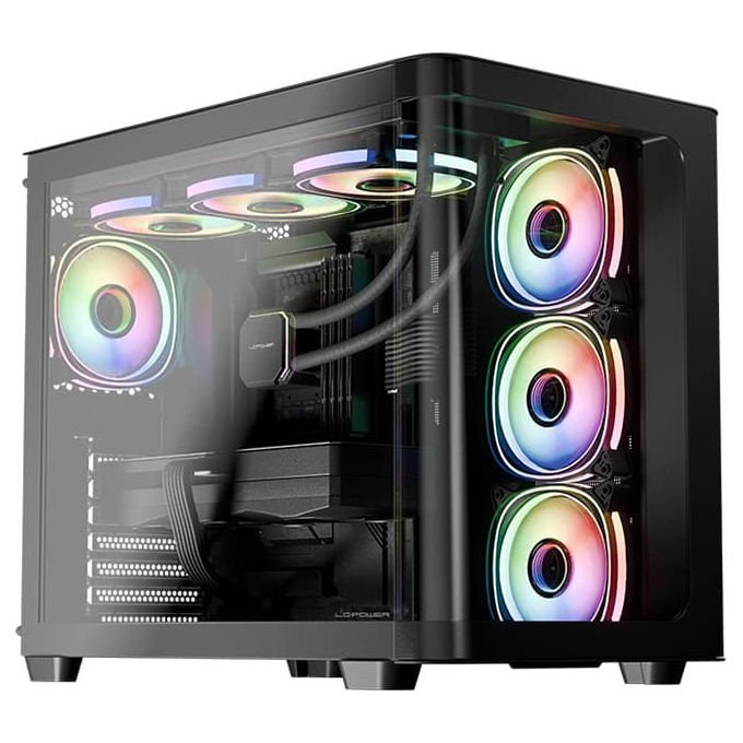 LC-Power LC-8001B-ON Gaming 8001B Pro-Storm Dark Case Midi Tower con Supporto ATX Micro-ATX Mini-ITX e Vetro Temperato colore Nero