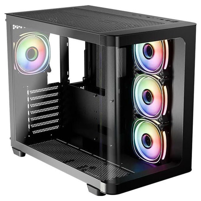 LC-Power LC-8001B-ON Gaming 8001B Pro-Storm Dark Case Midi Tower con Supporto ATX Micro-ATX Mini-ITX e Vetro Temperato colore Nero