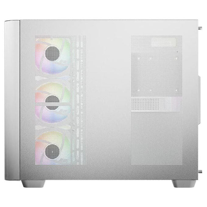 LC-Power LC-8001W-ON Case PC Midi Tower con Vetro Temperato e Illuminazione RGB 120mm Frontale 140mm Superiore Alimentazione Laterale 7 Slot Espansione 3 Supporti 2.5'' 2 Vani 3.5'' colore Bianco