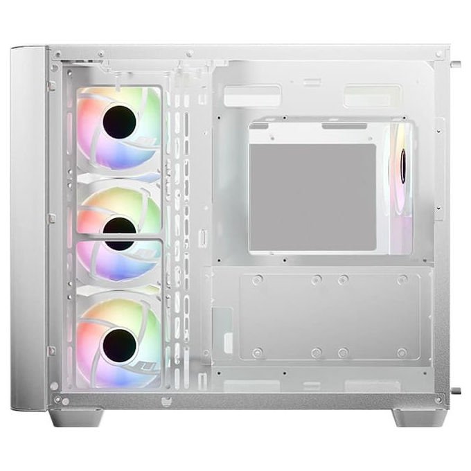 LC-Power LC-8001W-ON Case PC Midi Tower con Vetro Temperato e Illuminazione RGB 120mm Frontale 140mm Superiore Alimentazione Laterale 7 Slot Espansione 3 Supporti 2.5'' 2 Vani 3.5'' colore Bianco