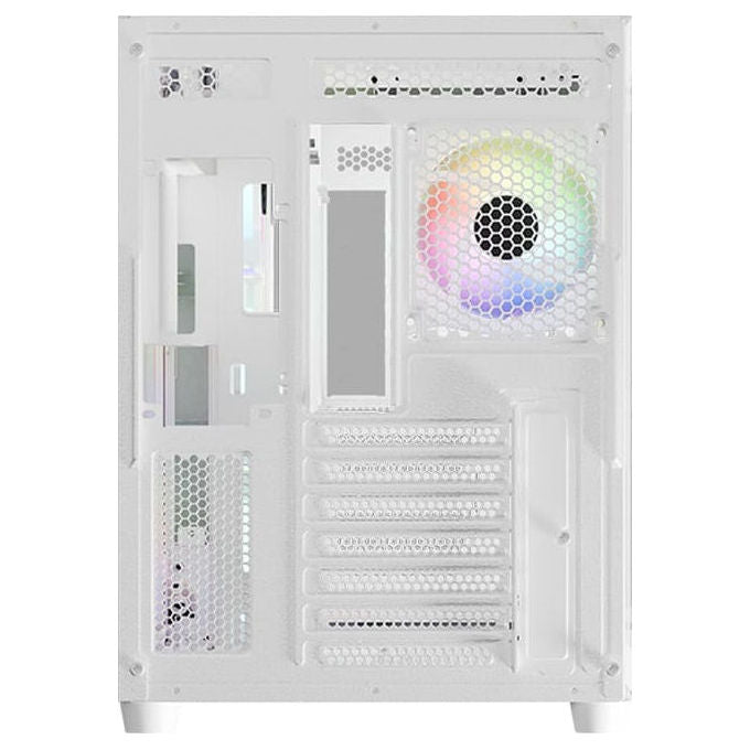 LC-Power LC-8001W-ON Case PC Midi Tower con Vetro Temperato e Illuminazione RGB 120mm Frontale 140mm Superiore Alimentazione Laterale 7 Slot Espansione 3 Supporti 2.5'' 2 Vani 3.5'' colore Bianco