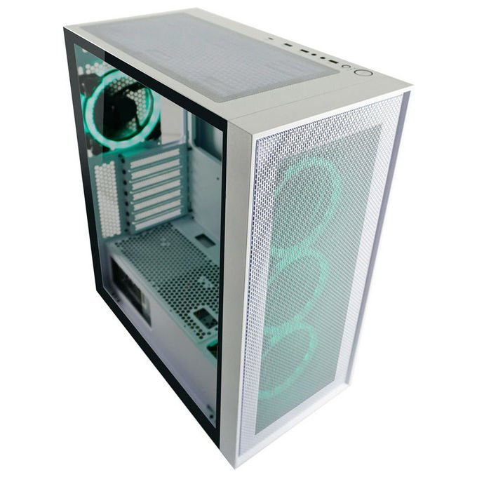 LC-Power 802W Gaming Midi Tower con Vetro Temperato e Ventole RGB 3x 120 mm 1x 120 mm ATX Micro-ATX Mini-ITX USB-C 3.2 Gen 2 colore Bianco