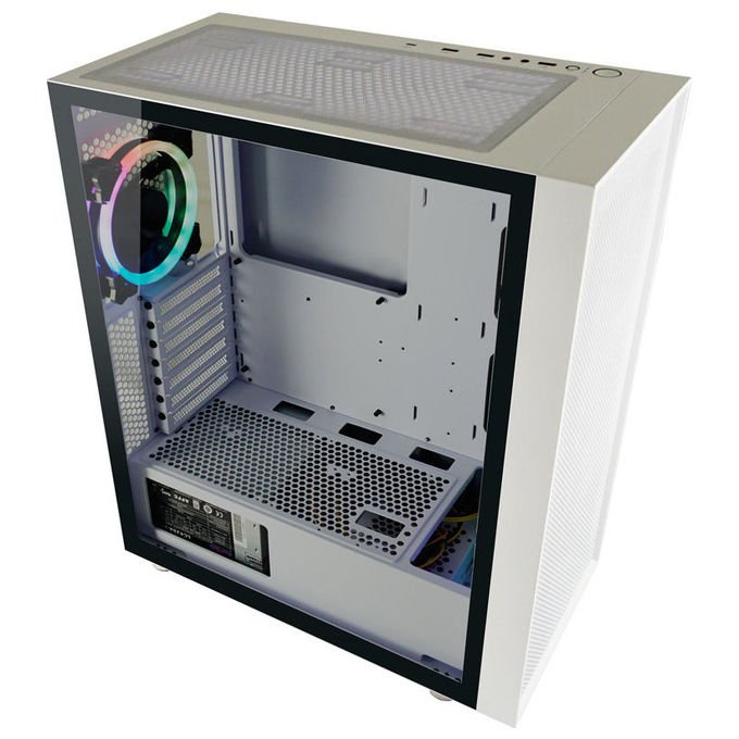 LC-Power 802W Gaming Midi Tower con Vetro Temperato e Ventole RGB 3x 120 mm 1x 120 mm ATX Micro-ATX Mini-ITX USB-C 3.2 Gen 2 colore Bianco