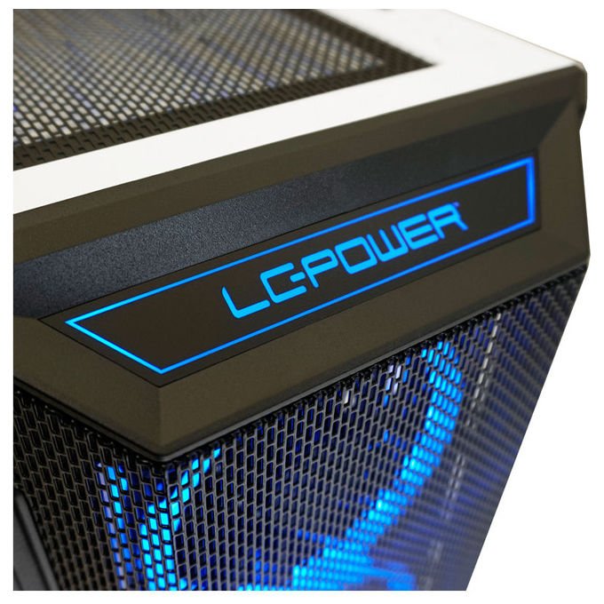 LC-Power LC-805BW-ON Holo-1_X Midi Tower con Pannello in Vetro Temperato e Supporto per Ventole ARGB 3x120 mm Frontali 1x120 mm Posteriori ATX Micro-ATX Mini-ITX EATX colore Bianco