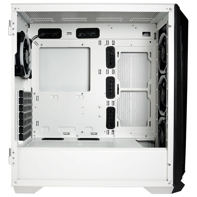 LC-Power LC-805BW-ON Holo-1_X Midi Tower con Pannello in Vetro Temperato e Supporto per Ventole ARGB 3x120 mm Frontali 1x120 mm Posteriori ATX Micro-ATX Mini-ITX EATX colore Bianco
