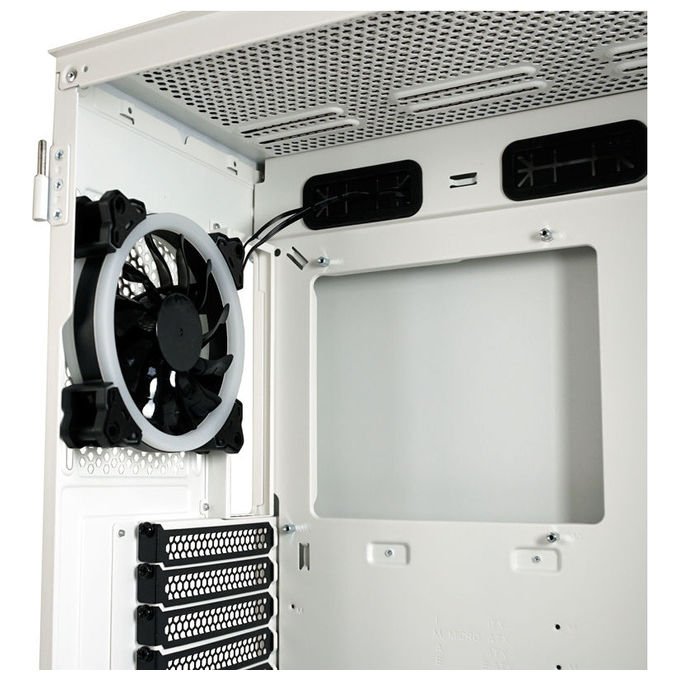 LC-Power LC-805BW-ON Holo-1_X Midi Tower con Pannello in Vetro Temperato e Supporto per Ventole ARGB 3x120 mm Frontali 1x120 mm Posteriori ATX Micro-ATX Mini-ITX EATX colore Bianco