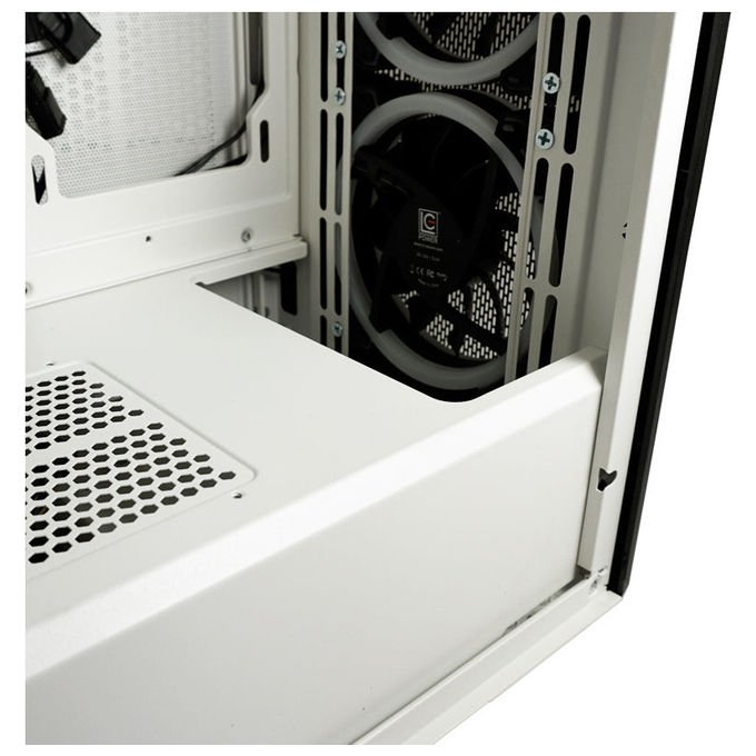 LC-Power LC-805BW-ON Holo-1_X Midi Tower con Pannello in Vetro Temperato e Supporto per Ventole ARGB 3x120 mm Frontali 1x120 mm Posteriori ATX Micro-ATX Mini-ITX EATX colore Bianco