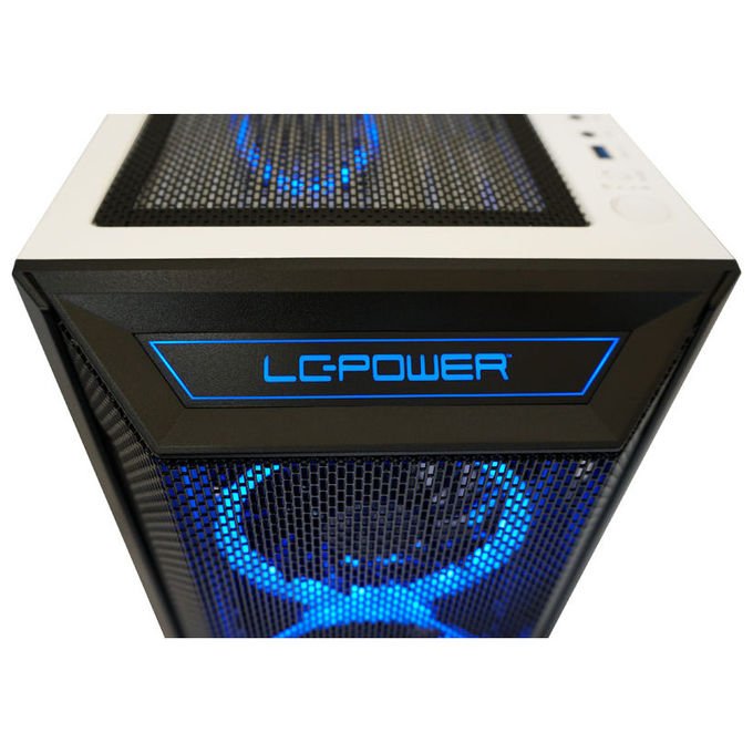 LC-Power LC-805BW-ON Holo-1_X Midi Tower con Pannello in Vetro Temperato e Supporto per Ventole ARGB 3x120 mm Frontali 1x120 mm Posteriori ATX Micro-ATX Mini-ITX EATX colore Bianco