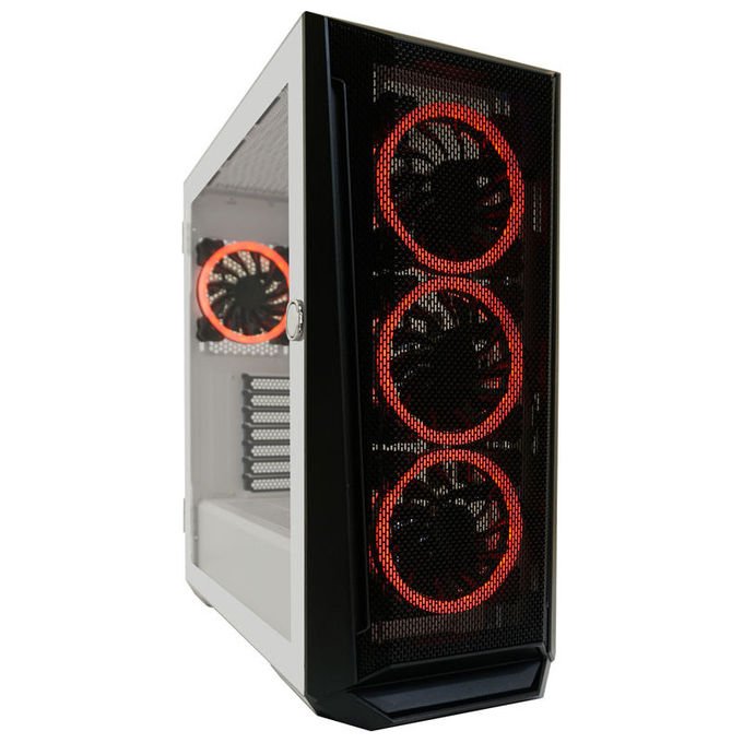 LC-Power LC-805BW-ON Holo-1_X Midi Tower con Pannello in Vetro Temperato e Supporto per Ventole ARGB 3x120 mm Frontali 1x120 mm Posteriori ATX Micro-ATX Mini-ITX EATX colore Bianco