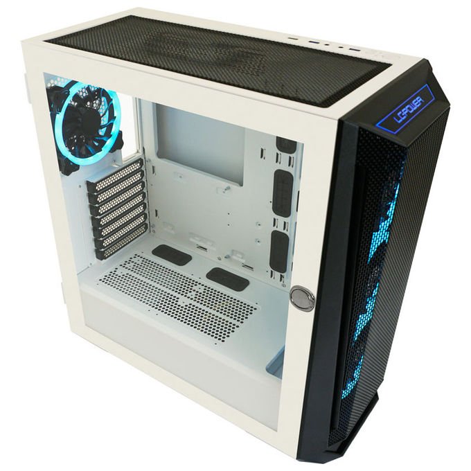 LC-Power LC-805BW-ON Holo-1_X Midi Tower con Pannello in Vetro Temperato e Supporto per Ventole ARGB 3x120 mm Frontali 1x120 mm Posteriori ATX Micro-ATX Mini-ITX EATX colore Bianco