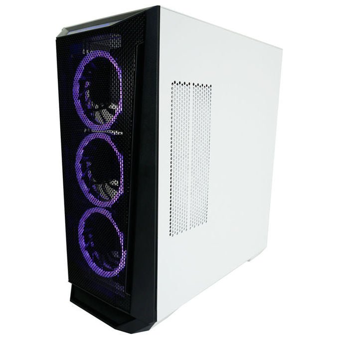LC-Power LC-805BW-ON Holo-1_X Midi Tower con Pannello in Vetro Temperato e Supporto per Ventole ARGB 3x120 mm Frontali 1x120 mm Posteriori ATX Micro-ATX Mini-ITX EATX colore Bianco