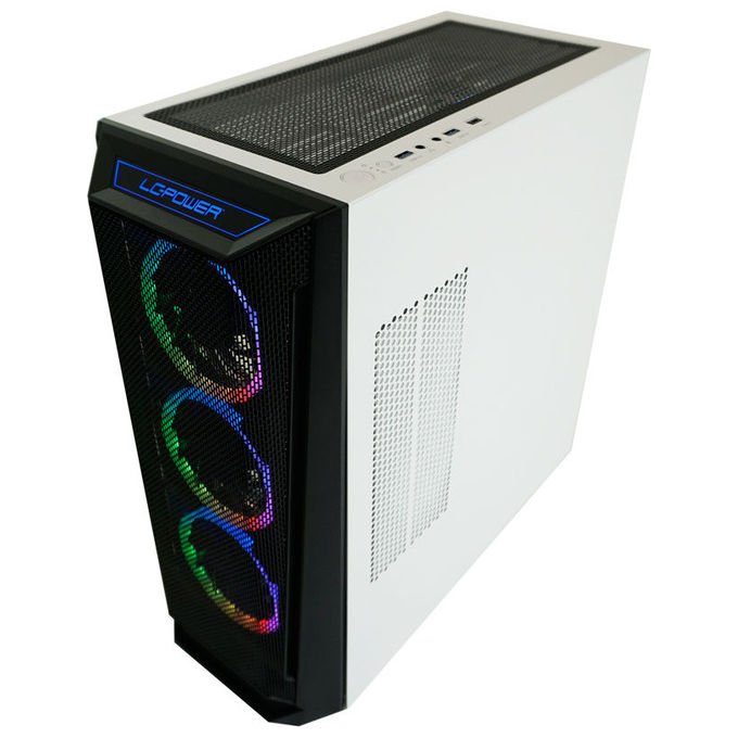 LC-Power LC-805BW-ON Holo-1_X Midi Tower con Pannello in Vetro Temperato e Supporto per Ventole ARGB 3x120 mm Frontali 1x120 mm Posteriori ATX Micro-ATX Mini-ITX EATX colore Bianco