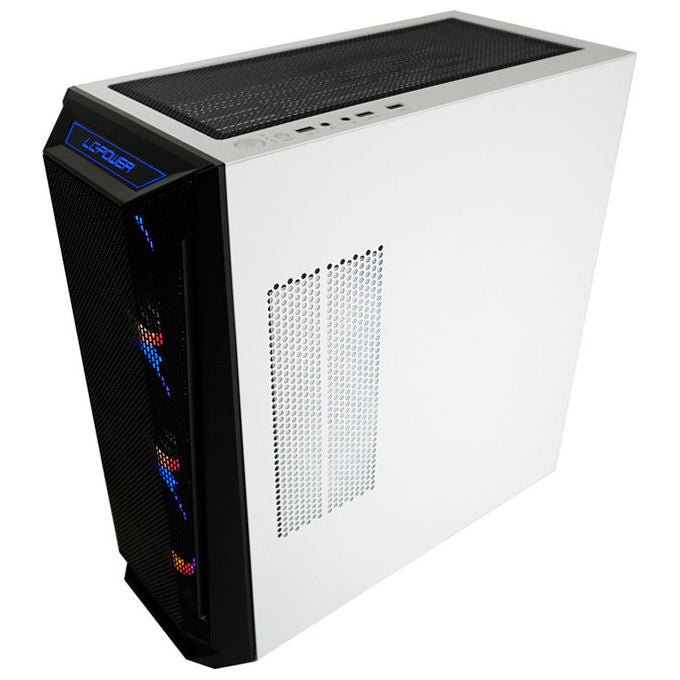 LC-Power LC-805BW-ON Holo-1_X Midi Tower con Pannello in Vetro Temperato e Supporto per Ventole ARGB 3x120 mm Frontali 1x120 mm Posteriori ATX Micro-ATX Mini-ITX EATX colore Bianco