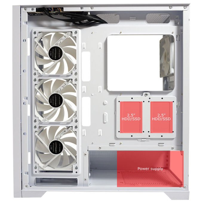 LC-Power LC-806W-ON LC-7041B-ON Midi Tower ATX Micro-ATX Mini-ITX USB 3.2 Gen 1 Type C Vetro Temperato colore Bianco
