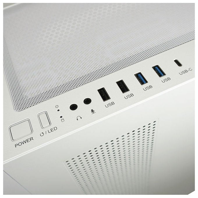 LC-Power LC-806W-ON LC-7041B-ON Midi Tower ATX Micro-ATX Mini-ITX USB 3.2 Gen 1 Type C Vetro Temperato colore Bianco