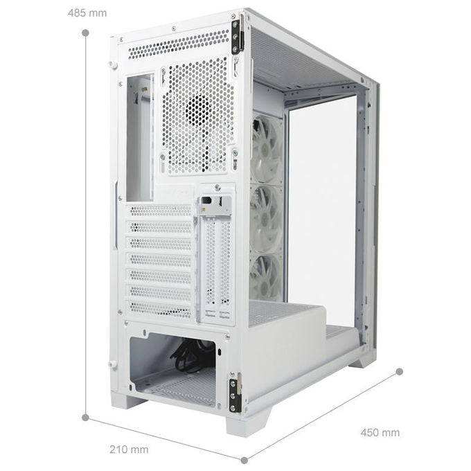 LC-Power LC-806W-ON LC-7041B-ON Midi Tower ATX Micro-ATX Mini-ITX USB 3.2 Gen 1 Type C Vetro Temperato colore Bianco