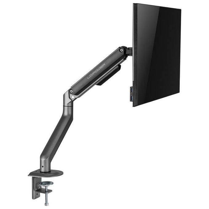 LC-Power LC-EQ-A32B Supporto per Monitor Regolabile Altezza 200-400 mm Rotazione 360° Inclinazione ±20° VESA 75x75-100x100 mm colore Nero
