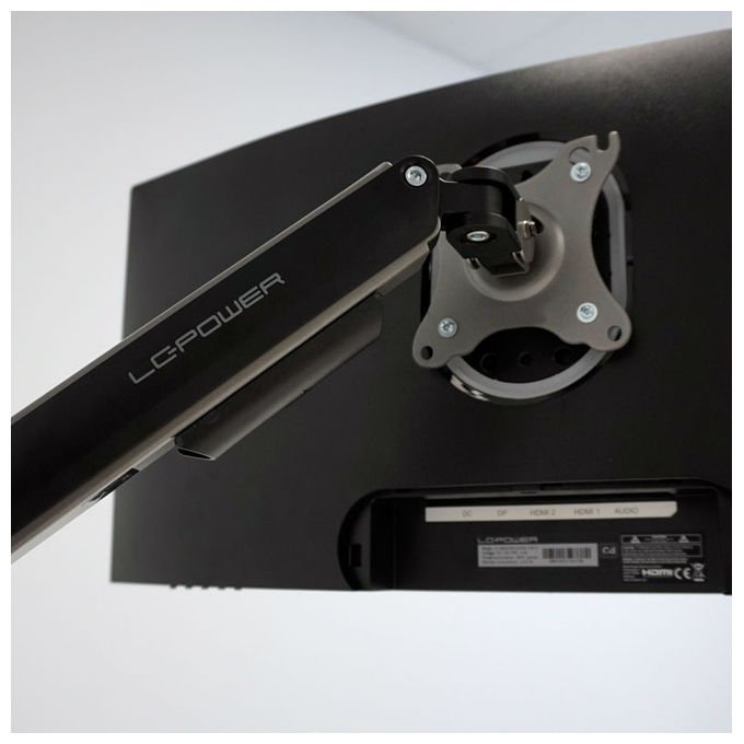 LC-Power LC-EQ-A32B Supporto per Monitor Regolabile Altezza 200-400 mm Rotazione 360° Inclinazione ±20° VESA 75x75-100x100 mm colore Nero