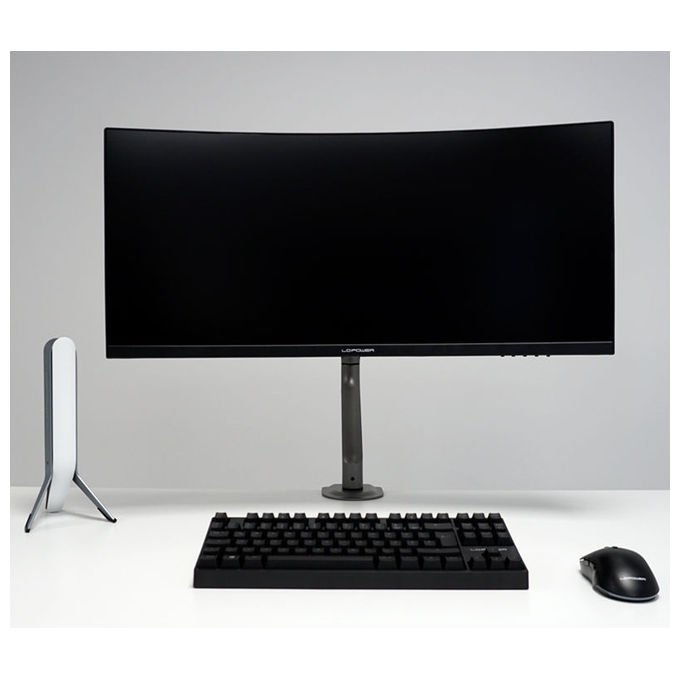 LC-Power LC-EQ-A32B Supporto per Monitor Regolabile Altezza 200-400 mm Rotazione 360° Inclinazione ±20° VESA 75x75-100x100 mm colore Nero