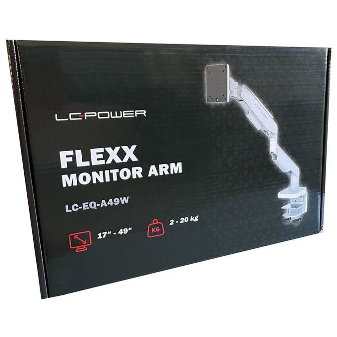 LC-Power LC-EQ-A49W Supporto a Parete per TV Regolabile Altezza 200-470 mm Rotazione 360° Inclinazione -20 a 50° Compatibilita' 75x75 - 100x100 mm Carico Max 20 Kg colore Bianco