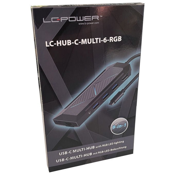 LC-Power LC-HUB-C-MULTI-6-RGB Hub USB 3.2 Gen 2 Type-C 5000 Mbit-s 100 W colore Nero