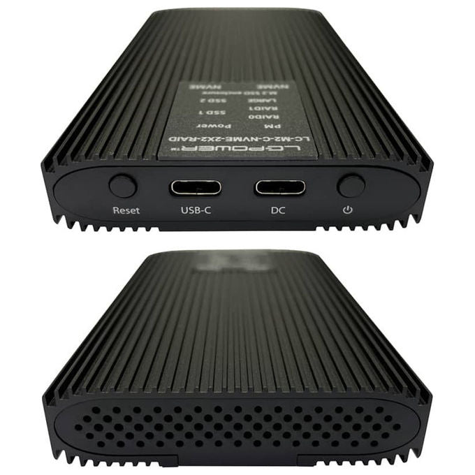 LC-Power LC-M2-C-NVME-2X2-RAID Box esterno SSD per 2 unita' M.2 NVMe RAID 0 1 USB 3.2 Gen 2x2 20 Gbit-s colore Nero