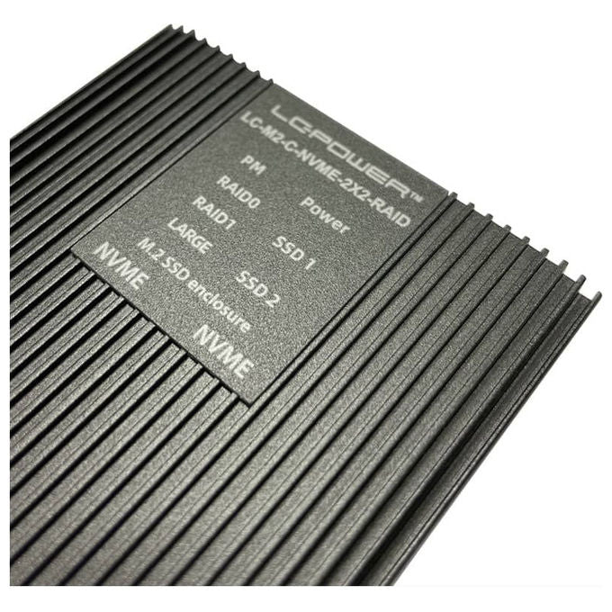 LC-Power LC-M2-C-NVME-2X2-RAID Box esterno SSD per 2 unita' M.2 NVMe RAID 0 1 USB 3.2 Gen 2x2 20 Gbit-s colore Nero