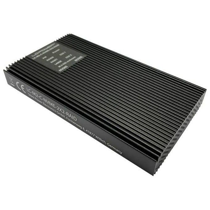 LC-Power LC-M2-C-NVME-2X2-RAID Box esterno SSD per 2 unita' M.2 NVMe RAID 0 1 USB 3.2 Gen 2x2 20 Gbit-s colore Nero