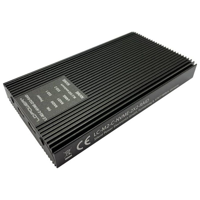 LC-Power LC-M2-C-NVME-2X2-RAID Box esterno SSD per 2 unita' M.2 NVMe RAID 0 1 USB 3.2 Gen 2x2 20 Gbit-s colore Nero
