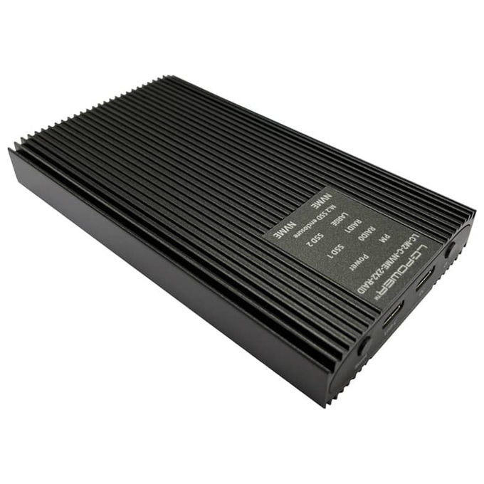 LC-Power LC-M2-C-NVME-2X2-RAID Box esterno SSD per 2 unita' M.2 NVMe RAID 0 1 USB 3.2 Gen 2x2 20 Gbit-s colore Nero