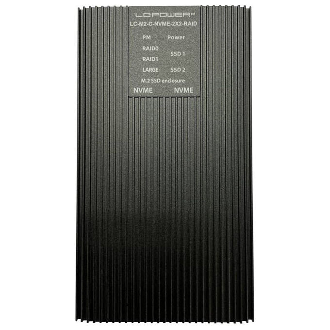 LC-Power LC-M2-C-NVME-2X2-RAID Box esterno SSD per 2 unita' M.2 NVMe RAID 0 1 USB 3.2 Gen 2x2 20 Gbit-s colore Nero
