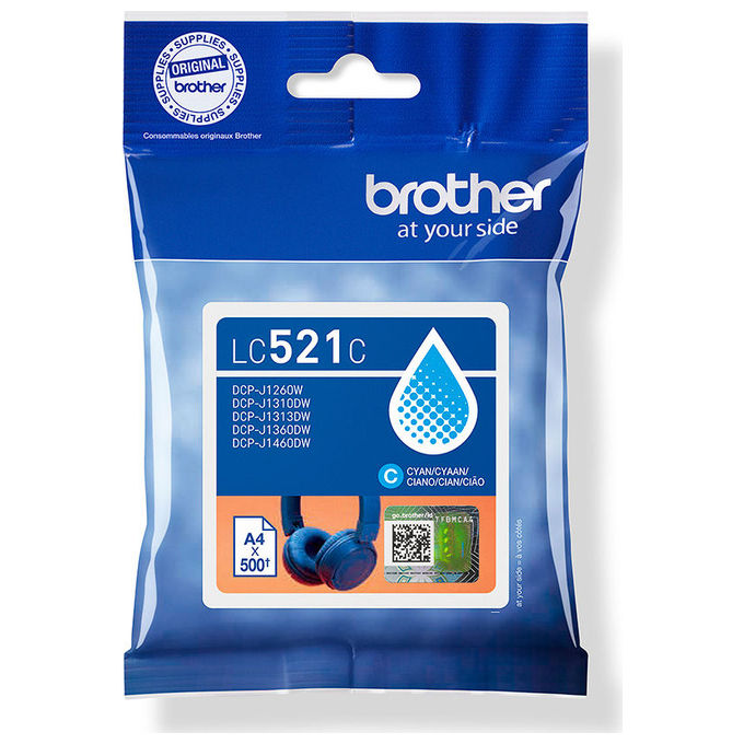 Brother Cartuccia Inchiostro Ciano LC521C Originale 500 Pagine