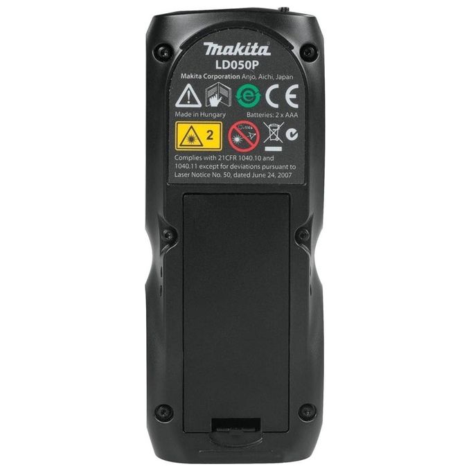 Makita LD050P Misuratore Laser 50 m Precisione ±2 mm IP54 Classe 2 Display 3 Righe Retroilluminato colore Nero