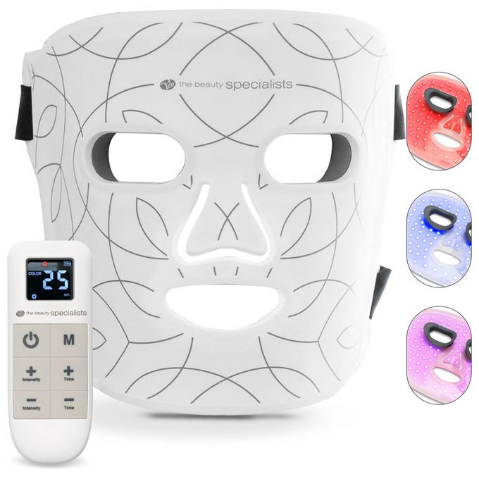 Rio Maschera LED Viso luce rossa blu e infrarossa NIR 96 LED 4 modalita' approvata FDA ricaricabile USB colore Bianco