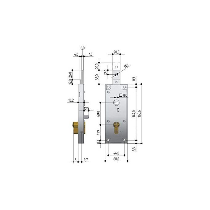 Prefer 6567-0810 Serratura per Basculante Mz Cilindro 60mm