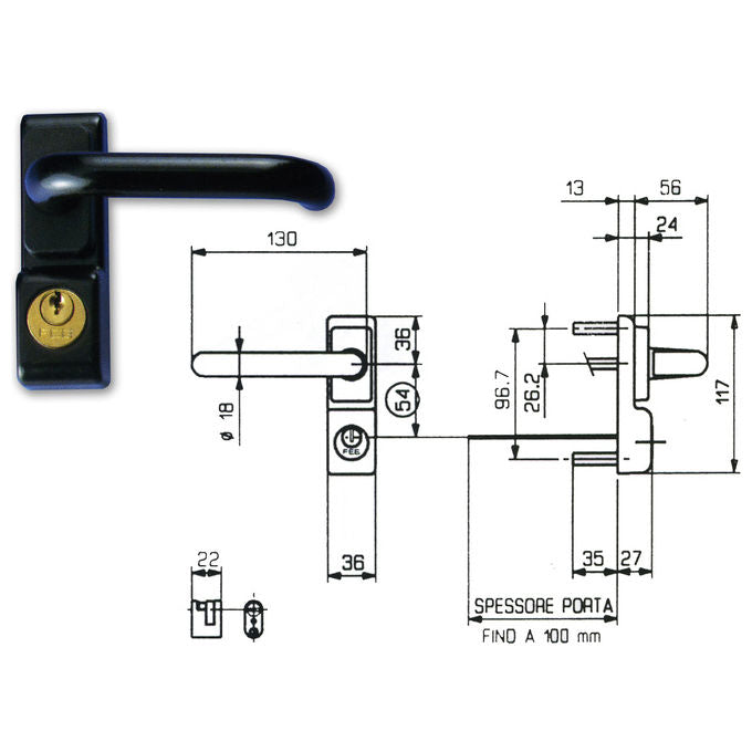 Yale 9520 Maniglia e Cilindro Esterno Reversibile