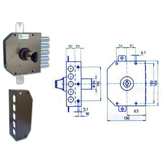 Mottura 30.622 Serratura Doppia Pompa Triplice S-a Sx