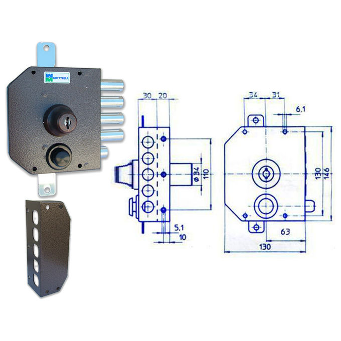 Mottura 30.632 Serratura Doppia Pompa Triplice S-a Dx