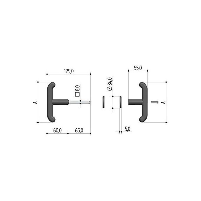 Prefer 0434-0800 Coppia Maniglie in Abs per Basculante
