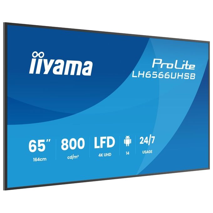 Iiyama LH6566UHSB-B1AG Display per segnaletica digitale 65'' 4K UHD 800 cd-m² Android Wi-Fi 24-7 colore Nero
