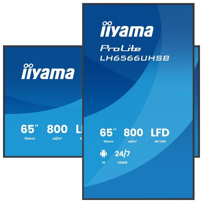 Iiyama LH6566UHSB-B1AG Display per segnaletica digitale 65'' 4K UHD 800 cd-m² Android Wi-Fi 24-7 colore Nero