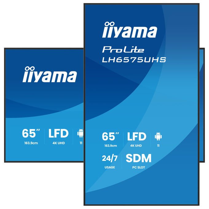 Iiyama LH6575UHS-B2AG ProLite Display Digitale per Segnaletica 65'' 4K UHD IPS LED Android 11 HDMI DP USB RS-232 RJ45 WiFi SDM-S 24-7 colore Nero