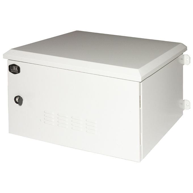 Link Armadio Rack 19 Pollici 6u per Reti da Esterno Classe Protezione Ip55 Misure 600x450x333mm Grigio Chiaro con Ventole Filtrate