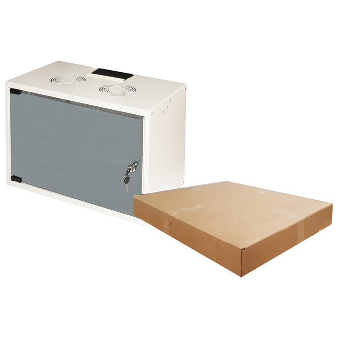 Link Armadio Rack 19'' Disassemblato 6 Unita' da Muro per Reti 370x540x300mm Grigio Porta Vetro