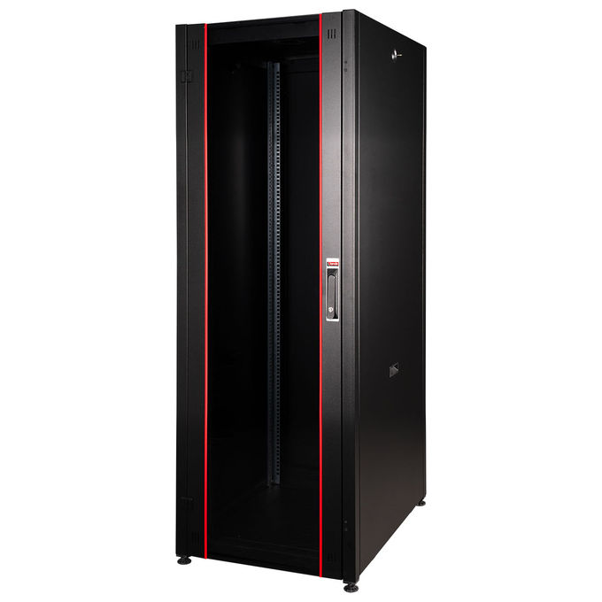 Link Armadio Rack per Reti 19'' 42u 2002x600x800mm Colore Nero Porta Vetro Serie Eavi