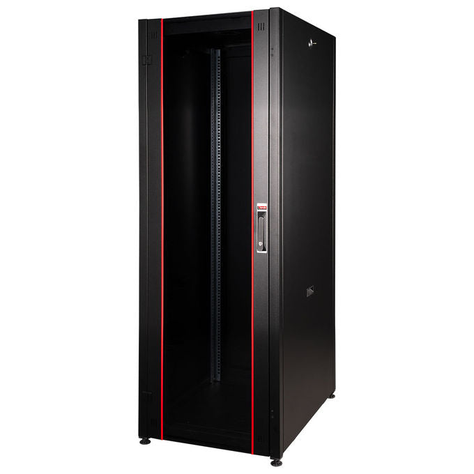 Link Armadio Rack per Reti 19'' 42u 2002x600x800mm Colore Nero Porta Vetro Serie Eavi