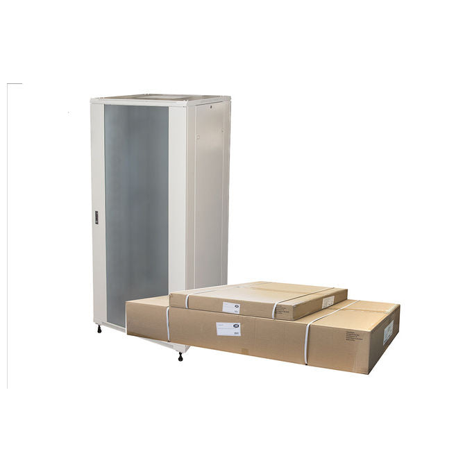 Link Armadio Rack 19'' 42U 2055x800x800mm Colore Grigio Porta Vetro Disassemblato con Guidacavi Laterale