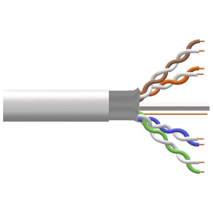 Link Cavo Solido Schermato Ftp per Reti Categoria 6 Pvc Awg23 Materiale Cca Matassa 305mt Classe Cpr Eca Guaina Bianca